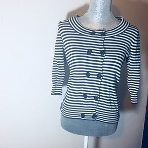 Striped Button Up Sweater by XXI